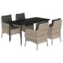 Garden dining set 5 pieces with light gray synthetic rattan cushions by , Garden sets - Ref: Foro24-3211993, Price: 537,36 €,...