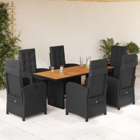 Set de comedor de jardín 7 pzas y cojines ratán sintético negro de , Conjuntos de jardín - Ref: Foro24-3212275, Precio: 1,00 ...