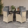 Garten-Essgruppe 5-teilig mit Kissen aus synthetischem Rattan in Beige. von , Gartensets - Ref: Foro24-3213265, Preis: 557,87...