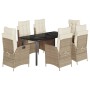 Set comedor de jardín 7 pzas con cojines ratán sintético beige de , Conjuntos de jardín - Ref: Foro24-3213250, Precio: 924,04...