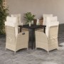 Set comedor de jardín 5 pzas con cojines ratán sintético beige de , Conjuntos de jardín - Ref: Foro24-3213246, Precio: 575,99...