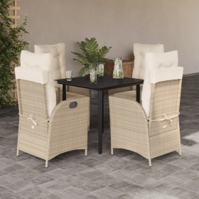 Garten-Essgruppe 5-teilig mit Kissen aus synthetischem Rattan in Beige. von , Gartensets - Ref: Foro24-3213246, Preis: 575,56...