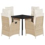 Set comedor de jardín 5 pzas con cojines ratán sintético beige de , Conjuntos de jardín - Ref: Foro24-3213246, Precio: 575,99...