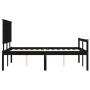 Double bed frame with black solid wood headboard by vidaXL, Beds and slatted bases - Ref: Foro24-3195460, Price: 169,93 €, Di...