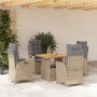 Garten-Essgruppe 5-teilig mit Kissen aus synthetischem Rattan in Beige. von , Gartensets - Ref: Foro24-3277482, Preis: 617,57...