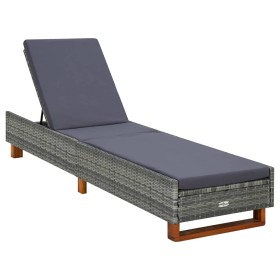 Lounger with gray synthetic rattan cushion by vidaXL, Loungers - Ref: Foro24-310473, Price: 145,01 €, Discount: %