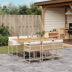 Garten-Essgruppe 7-teilig mit Kissen aus synthetischem Rattan in Beige. von , Gartensets - Ref: Foro24-3211456, Preis: 480,75...