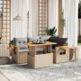 Gartensofa-Set mit 5-teiligen Kissen aus synthetischem Rattan in Beige. von , Gartensets - Ref: Foro24-3271738, Preis: 411,80...