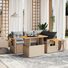 Garden sofa set with 5-piece synthetic rattan beige cushions by , Garden sets - Ref: Foro24-3271738, Price: 435,66 €, Discoun...