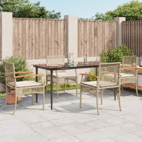 Garten-Essgruppe 5-teilig mit Kissen aus synthetischem Rattan in Beige. von , Gartensets - Ref: Foro24-3213627, Preis: 401,99...