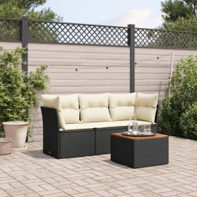 4-piece garden sofa set with black synthetic rattan cushions by , Garden sets - Ref: Foro24-3255797, Price: 235,99 €, Discoun...