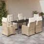 Garten-Essgruppe 7-teilig mit Kissen aus synthetischem Rattan in Beige. von , Gartensets - Ref: Foro24-3213013, Preis: 917,64...