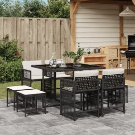 Garten-Essgruppe 9-teilig mit schwarzen Polstern aus synthetischem Rattan. von , Gartensets - Ref: Foro24-3211674, Preis: 379...