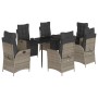 Garden dining set 7 pieces and gray synthetic rattan cushions by , Garden sets - Ref: Foro24-3213424, Price: 938,25 €, Discou...