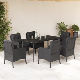 Garten-Essgruppe 7-teilig mit schwarzen Polstern aus synthetischem Rattan. von , Gartensets - Ref: Foro24-3211924, Preis: 670...