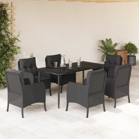 Garten-Essgruppe 7-teilig mit schwarzen Polstern aus synthetischem Rattan. von , Gartensets - Ref: Foro24-3211924, Preis: 671...