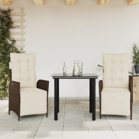 Garden dining set 3 pieces and brown synthetic rattan cushions by , Garden sets - Ref: Foro24-3213413, Price: 339,99 €, Disco...