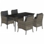 Set comedor de jardín 5 piezas con cojines ratán sintético gris de , Conjuntos de jardín - Ref: Foro24-3211951, Precio: 568,9...