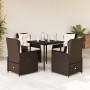 5-piece garden dining set with brown synthetic rattan cushions by , Garden sets - Ref: Foro24-3262841, Price: 477,84 €, Disco...