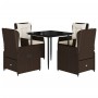 Set comedor de jardín 5 piezas y cojines ratán sintético marrón de , Conjuntos de jardín - Ref: Foro24-3262841, Precio: 477,8...