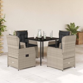 Garden dining set 5 pieces with light gray synthetic rattan cushions by , Garden sets - Ref: Foro24-3262897, Price: 495,99 €,...