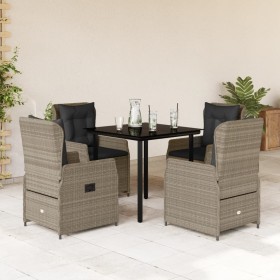 Set comedor de jardín 5 pzas cojines ratán sintético gris claro de , Conjuntos de jardín - Ref: Foro24-3262904, Precio: 476,9...