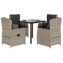 Set comedor de jardín 5 pzas cojines ratán sintético gris claro de , Conjuntos de jardín - Ref: Foro24-3262904, Precio: 476,9...