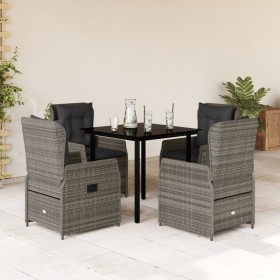 Garten-Essgruppe, 5-teilig, mit grauen Polstern aus synthetischem Rattan von , Gartensets - Ref: Foro24-3262862, Preis: 461,9...