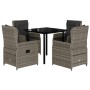 Set comedor de jardín 5 piezas con cojines ratán sintético gris de , Conjuntos de jardín - Ref: Foro24-3262862, Precio: 460,9...