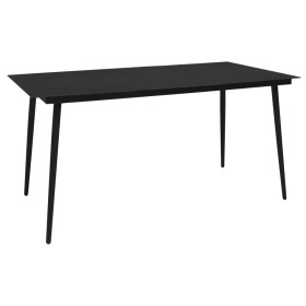 Black steel and glass garden dining table 150x80x74 cm by vidaXL, Garden tables - Ref: Foro24-312158, Price: 156,31 €, Discou...