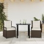 Set comedor de jardín 3 piezas y cojines ratán sintético marrón de , Conjuntos de jardín - Ref: Foro24-3262978, Precio: 281,1...