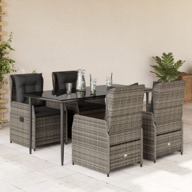 Garten-Essgruppe, 5-teilig, mit grauen Polstern aus synthetischem Rattan von , Gartensets - Ref: Foro24-3262857, Preis: 515,8...