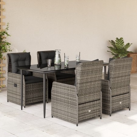 Garten-Essgruppe, 5-teilig, mit grauen Polstern aus synthetischem Rattan von , Gartensets - Ref: Foro24-3262857, Preis: 515,9...