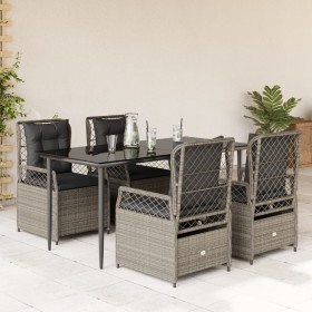 Garden dining set 5 pieces with light gray synthetic rattan cushions by , Garden sets - Ref: Foro24-3263030, Price: 542,62 €,...