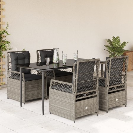 Garden dining set 5 pieces with light gray synthetic rattan cushions by , Garden sets - Ref: Foro24-3263030, Price: 541,99 €,...