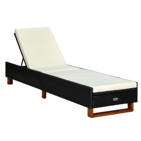 Sun lounger with black synthetic rattan cushion by vidaXL, Loungers - Ref: Foro24-310472, Price: 141,61 €, Discount: %