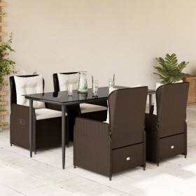 Set comedor de jardín 5 piezas y cojines ratán sintético marrón de , Conjuntos de jardín - Ref: Foro24-3262843, Precio: 512,9...