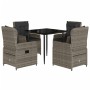 Set comedor de jardín 5 piezas con cojines ratán sintético gris de , Conjuntos de jardín - Ref: Foro24-3262855, Precio: 478,9...