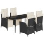 Set de muebles jardín 5 pzas con cojines ratán sintético negro de , Conjuntos de jardín - Ref: Foro24-3213381, Precio: 658,99...