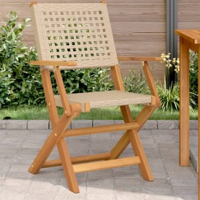 Gartenstühle 2 Stück Massivholz Akazie Rattan PE Beige von , Gartenstühle - Ref: Foro24-367665, Preis: 139,99 €, Rabatt: %