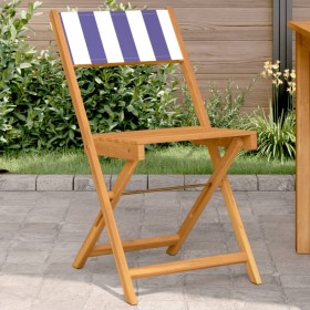 Bistro chairs 2 units solid acacia wood and blue white fabric by , Garden chairs - Ref: Foro24-367686, Price: 87,99 €, Discou...