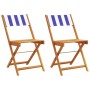 Bistro chairs 2 units solid acacia wood and blue white fabric by , Garden chairs - Ref: Foro24-367686, Price: 88,99 €, Discou...