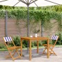 Bistro chairs 2 units solid acacia wood and blue white fabric by , Garden chairs - Ref: Foro24-367686, Price: 88,99 €, Discou...