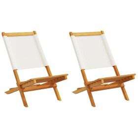 Garden chairs 2 units solid acacia wood and cream white fabric by , Garden chairs - Ref: Foro24-367690, Price: 108,94 €, Disc...