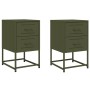 Bedside tables 2 units olive green steel 36x39x60.5 cm by , Nightstands - Ref: Foro24-846467, Price: 123,17 €, Discount: %