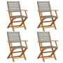 Folding garden chairs 6 pcs solid wood and gray PE rattan by , Garden chairs - Ref: Foro24-3214559, Price: 270,17 €, Discount: %