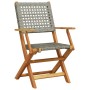 Folding garden chairs 6 pcs solid wood and gray PE rattan by , Garden chairs - Ref: Foro24-3214559, Price: 270,17 €, Discount: %