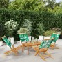 Reclining garden chairs, set of 4, made of solid wood and green fabric. by , Garden chairs - Ref: Foro24-3214649, Price: 205,...