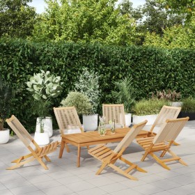 Folding garden chairs 6 pcs solid acacia wood beige by , Garden chairs - Ref: Foro24-3214635, Price: 318,35 €, Discount: %