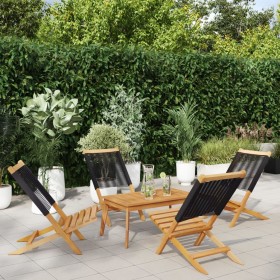 4 verstellbare Gartenstühle aus massivem Akazienholz in Schwarz von , Gartenstühle - Ref: Foro24-3214628, Preis: 211,79 €, Ra...